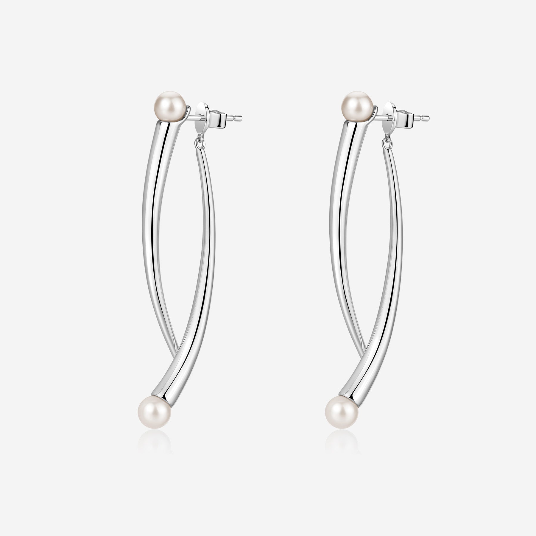 Pianegonda Orecchini pendenti con doppia spina con perle naturali - CUSPIS - Argento 925‰