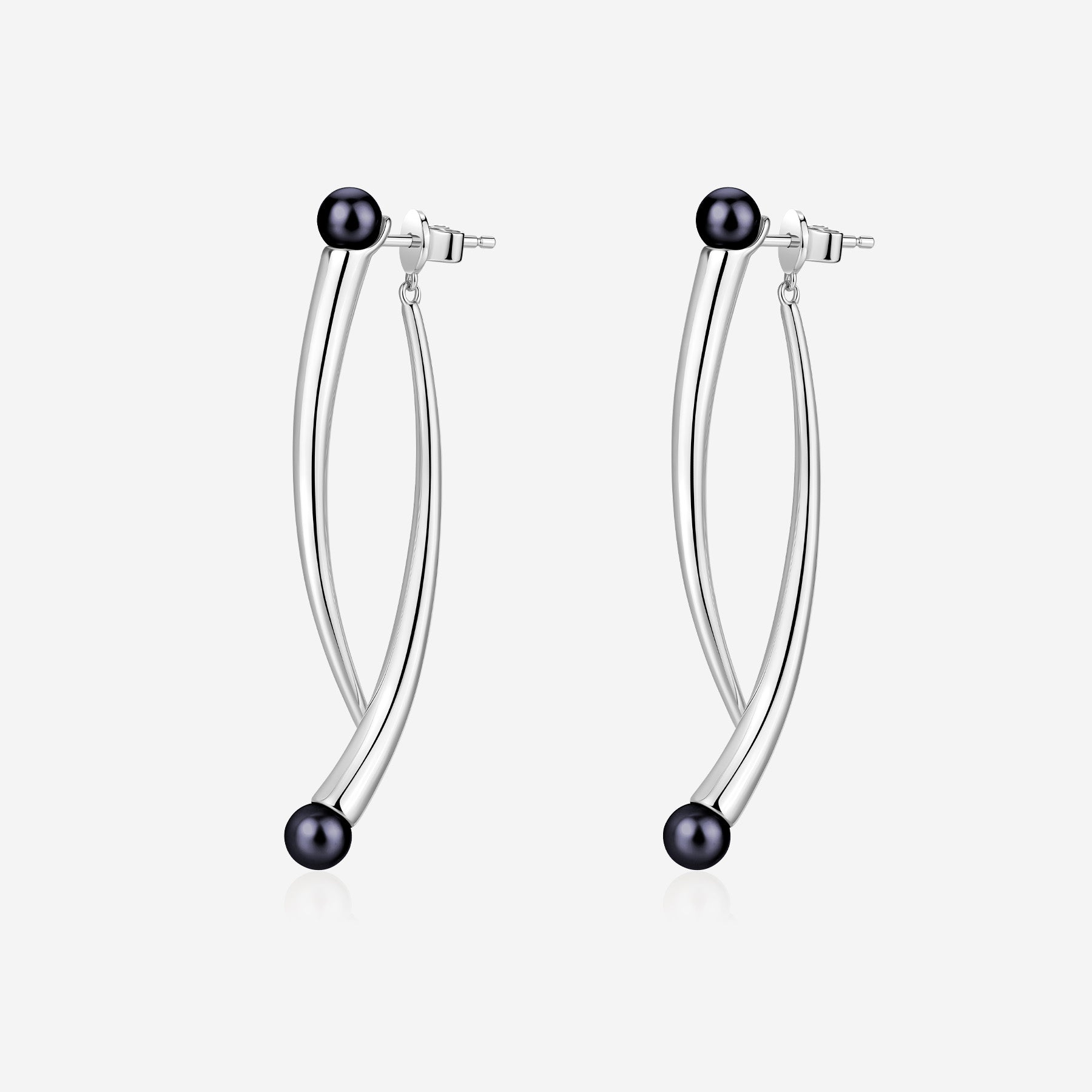 Pianegonda Orecchini pendenti con doppia spina con perle naturali - CUSPIS - Argento 925‰
