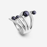 Pianegonda Anello a fascia con perle naturali - CUSPIS - Argento 925‰