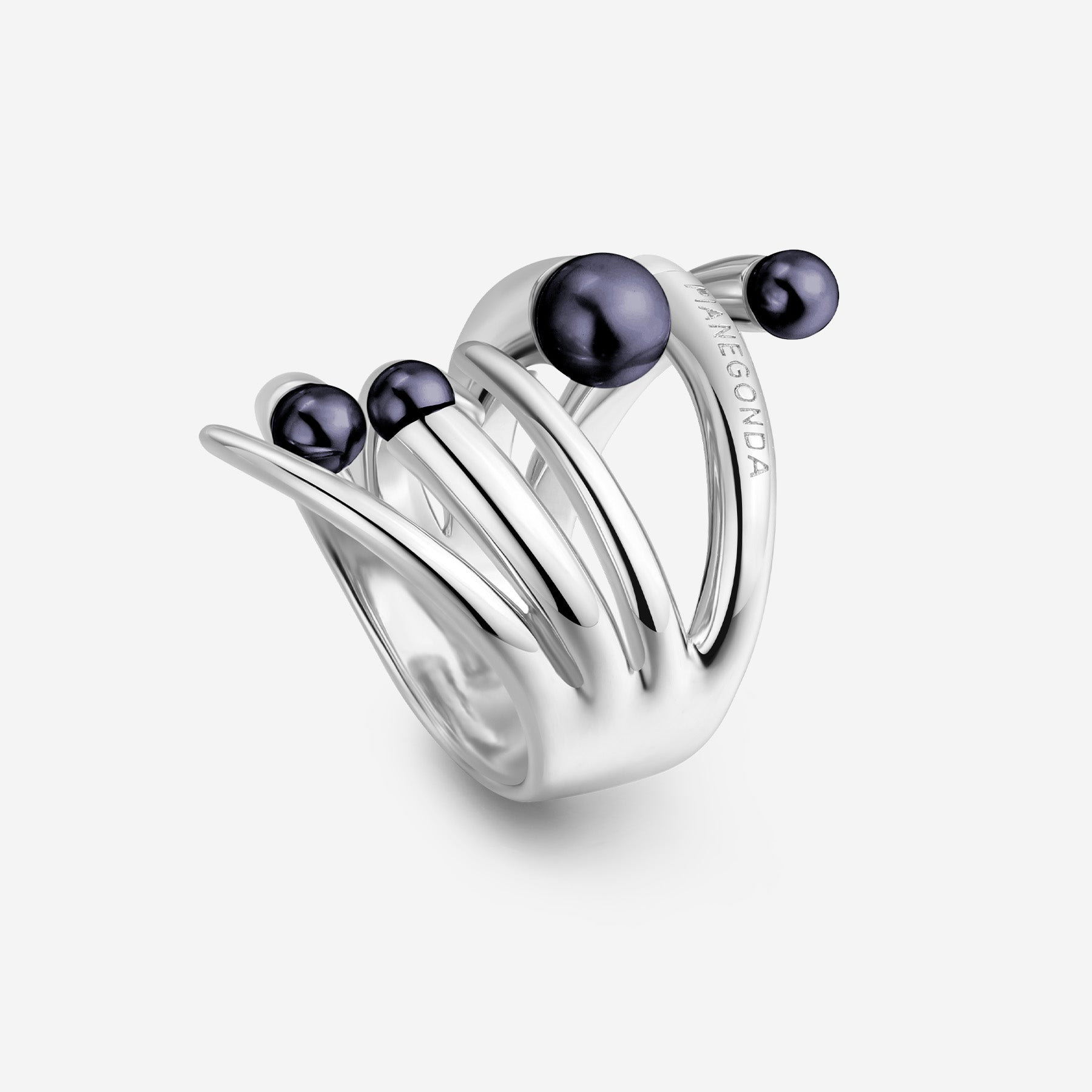 Pianegonda Anello a fascia con perle naturali - CUSPIS - Argento 925‰