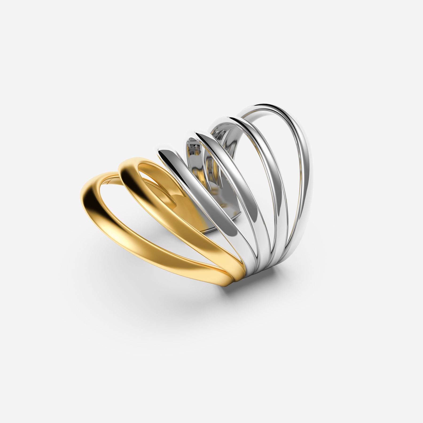 Pianegonda Anello a sei fasce bicolore - MVP WARDROBE X PIANEGONDA - ottone, Placcatura Oro