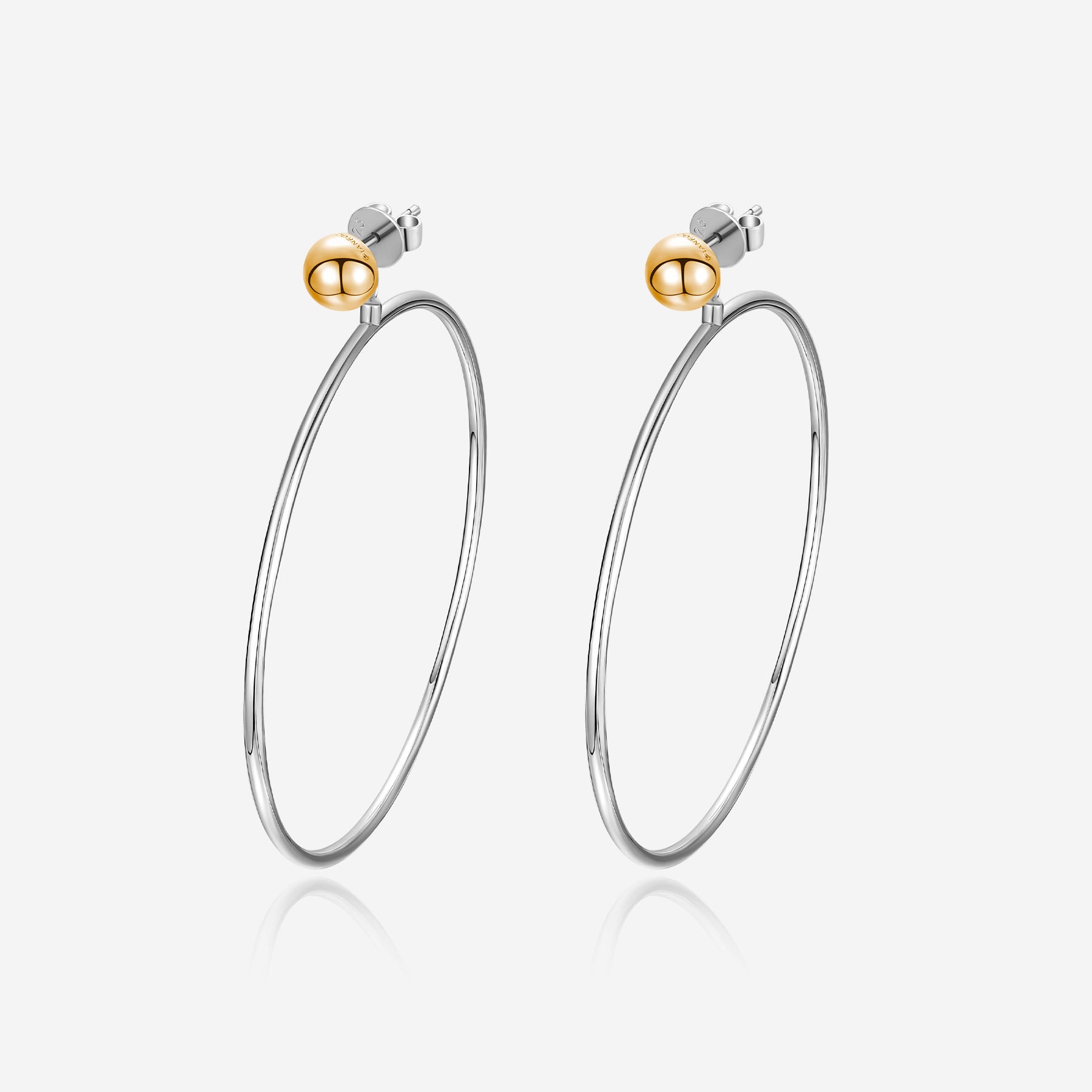 Pianegonda Orecchini a cerchio grandi - ASSOLUTO - Argento 925‰, Placcatura Oro 18 kt