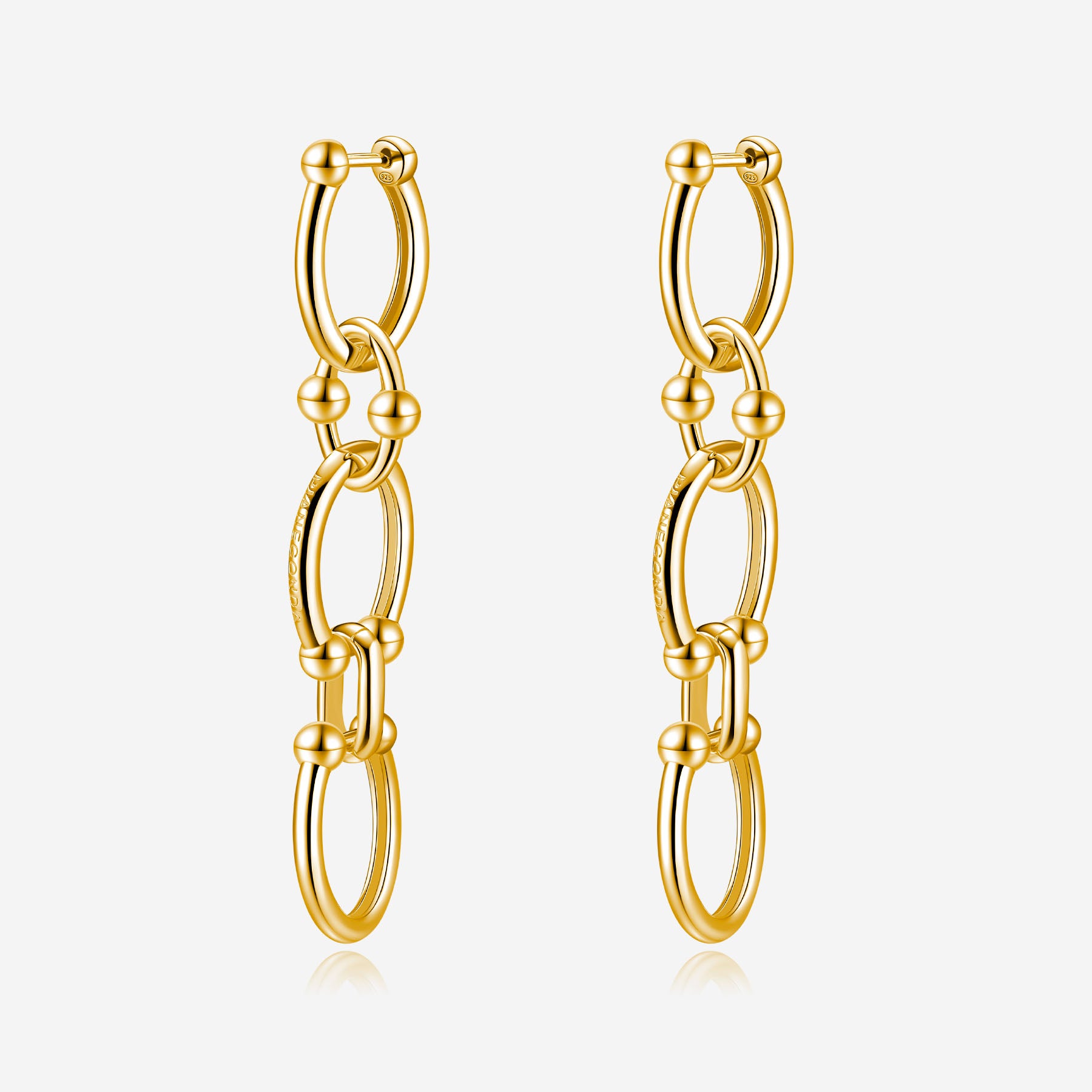 Pianegonda Orecchini lunghi a catena - ASSOLUTO - Argento 925‰, Placcatura Oro 18 kt