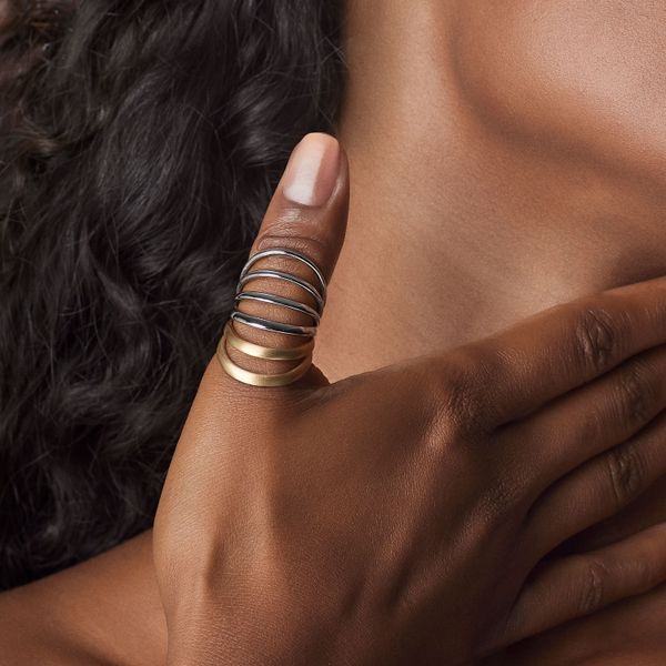 Bi-color six-band ring