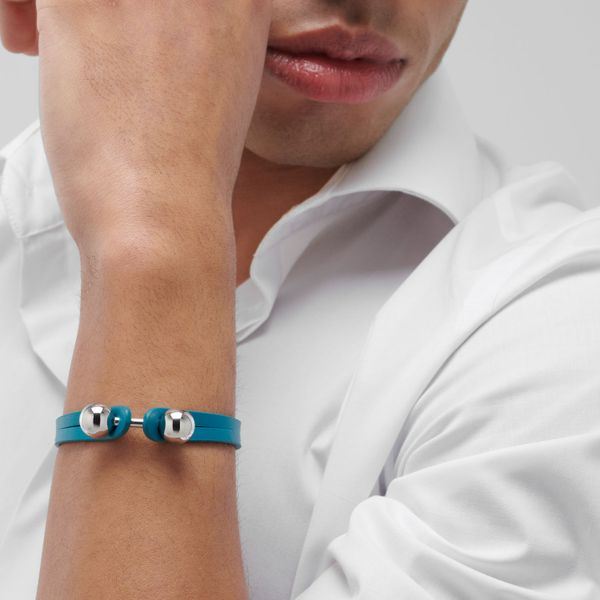 Teal leather bracelet