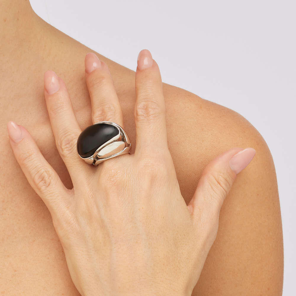★TOU★ [silver925] TB022 black point open ring Size 7 Black Onyx, Sterling Silver Elephants Ring – The