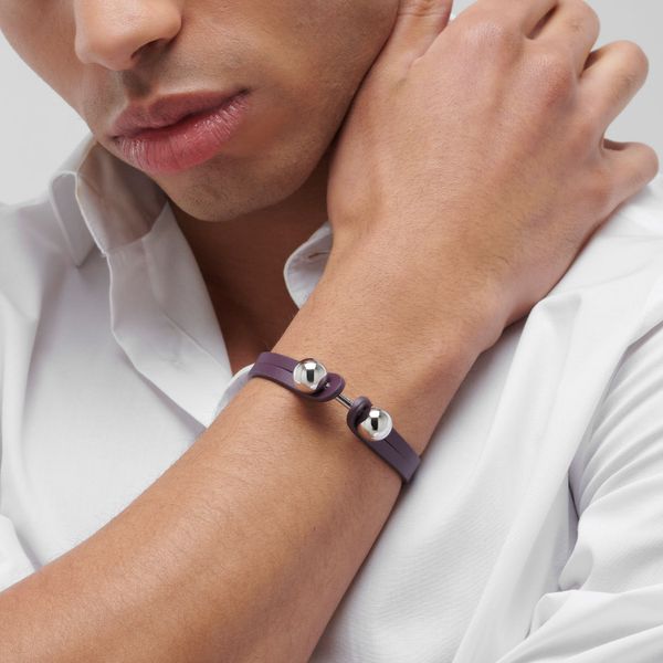 Plum violet leather bracelet